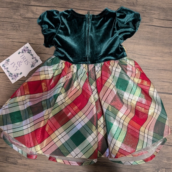 NWT! Iris & Ivy Plaid Stretch Velvet & Taffeta Party Dress - Picture 8 of 15
